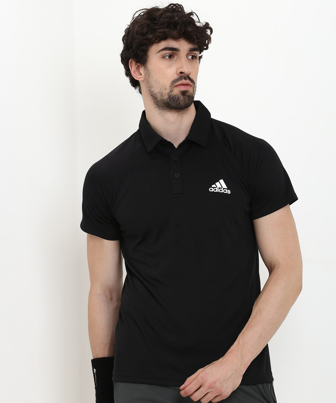 ADIDAS Solid Men Polo Neck Black T 