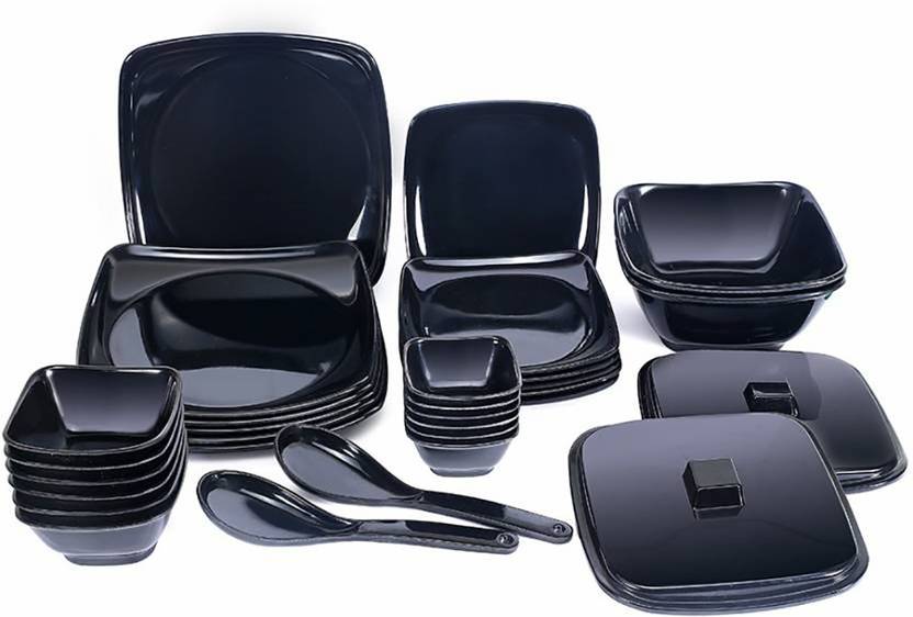 STAED Pack of 30 Melamin SQUARE_BLACK Dinner Set Price in India Buy