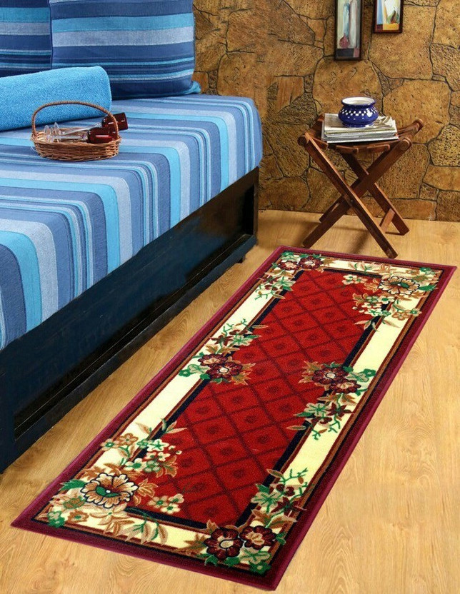 Sparklings 2 ft  X 5 ft Chenille Runner(Rectangle, Red)