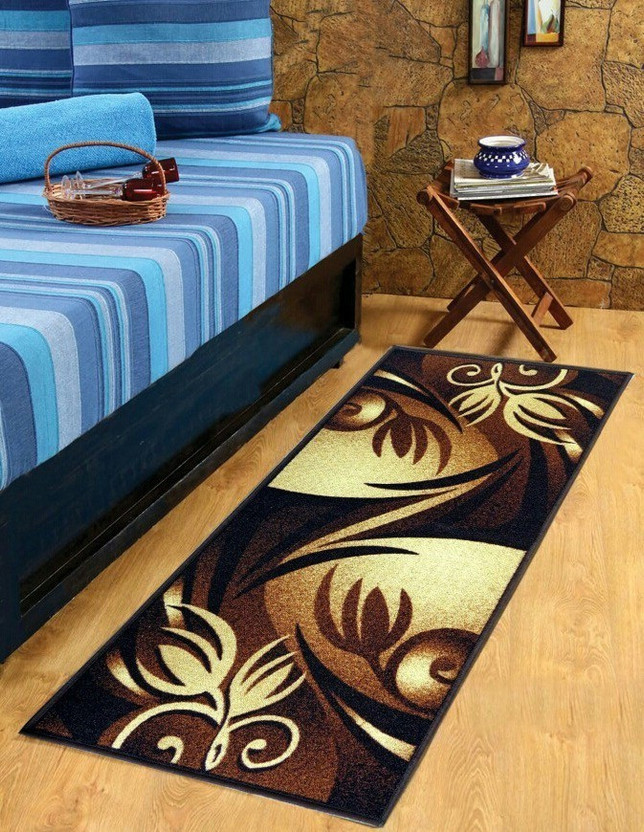 Sparklings 2 ft  X 5 ft Chenille Runner(Rectangle, White, Brown)