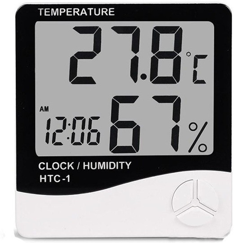 Thermocare Digital and accurate temperature indicator wall mount Led Clock time HTC-1 Room Thermometer(White)