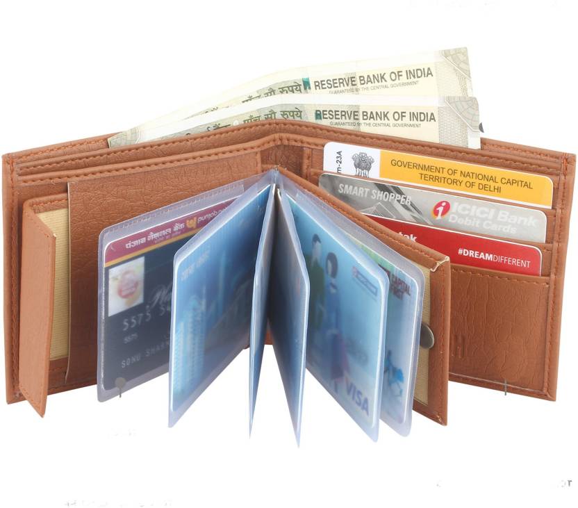 SAMTROH Men Formal Tan Artificial Leather Wallet – Regular Size  (10 Card Slots)