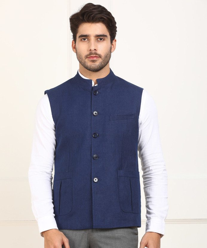 LOUIS PHILIPPE Sleeveless Self Design 