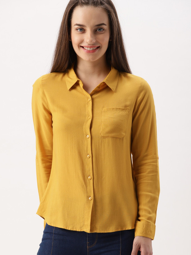 Yellow women's dress shirt clearance