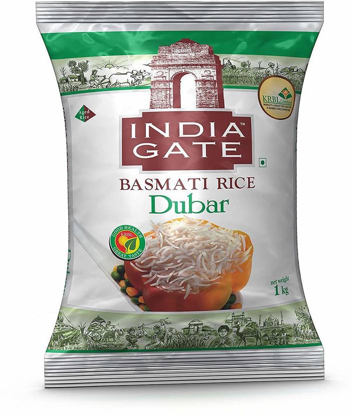 INDIA GATE Basmati Rice, Dubar, 1kg Basmati Rice (Long Grain, Raw