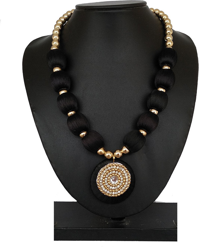 Akshara Black Silk Thread Necklace 