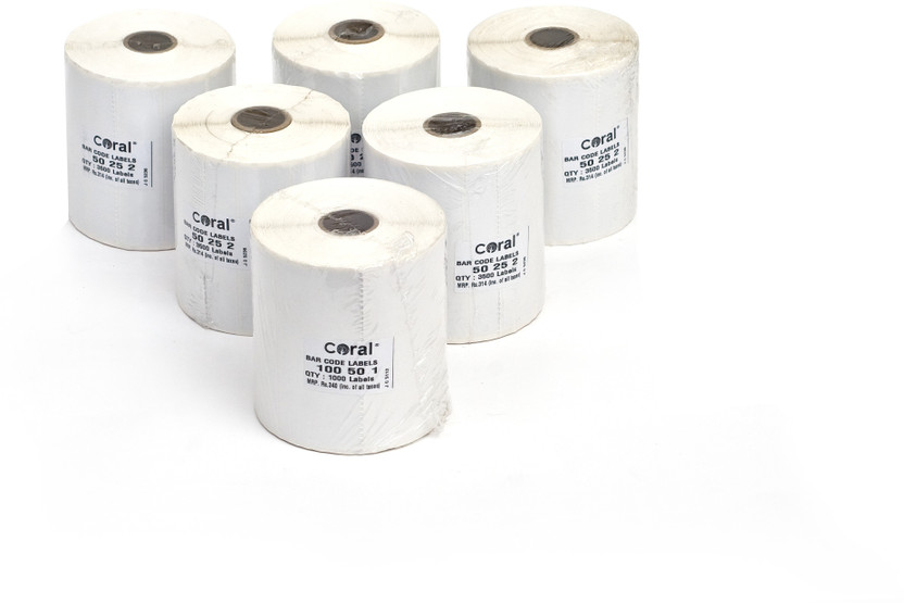 CORAL BAR CODE LABELS 50*25*2 ACROSS (3500 LABELS)ON1"CORE Self adhesive labels Paper Label(White)