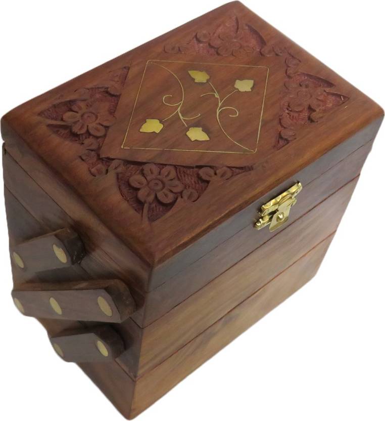 Hanwood Handcrafted Multipurpose Wooden Jewellery And Makeup Box WBS43 Makeup And Jewellery Box