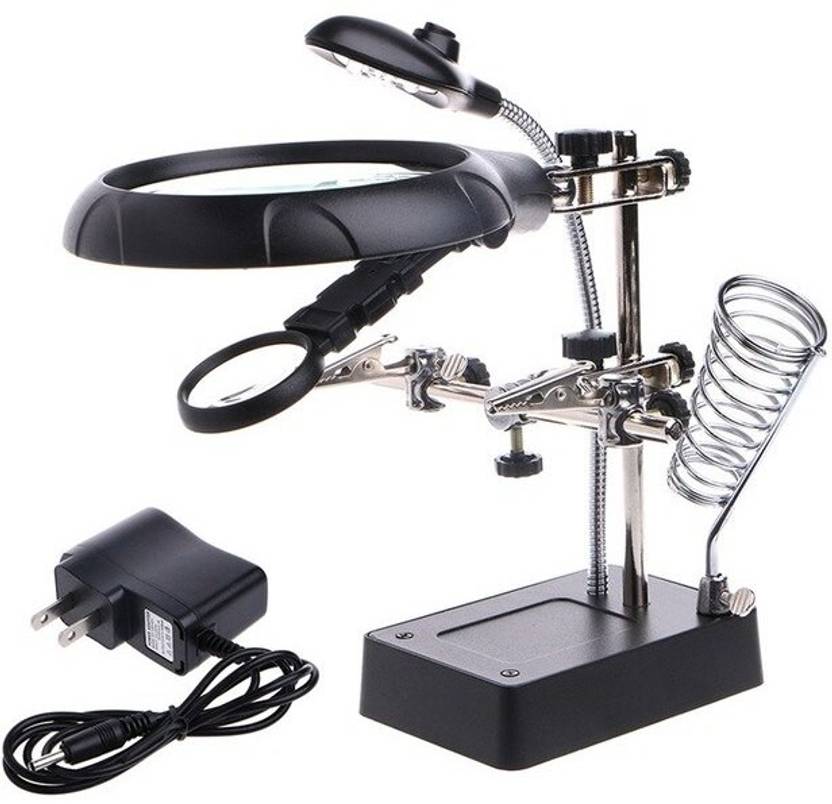 Techtest Soldering Stand With Magnifying Glass Helping Hand Iron Clamp