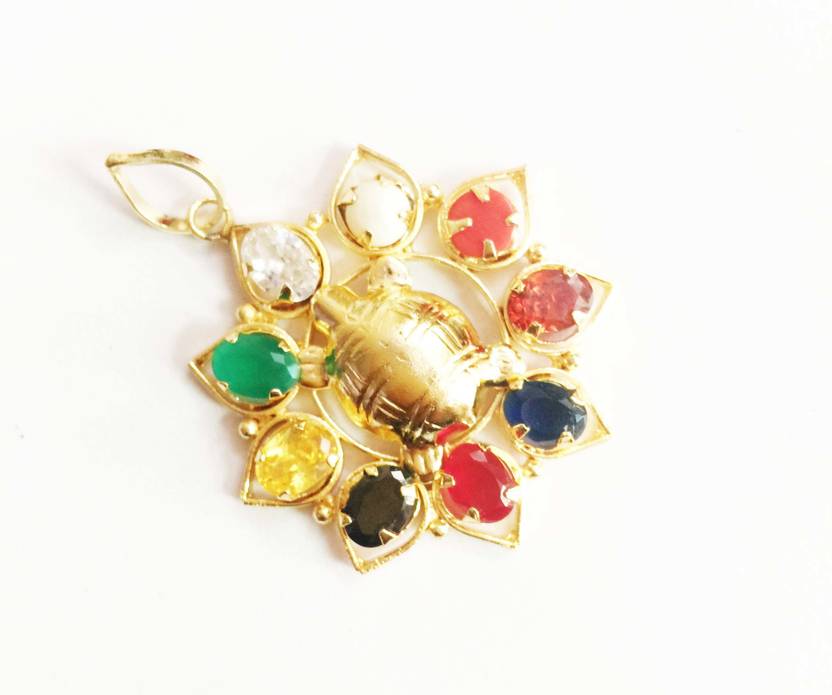 MORMUKUT Navratna Kachhua Locket\Tortoise Navratan golden ...