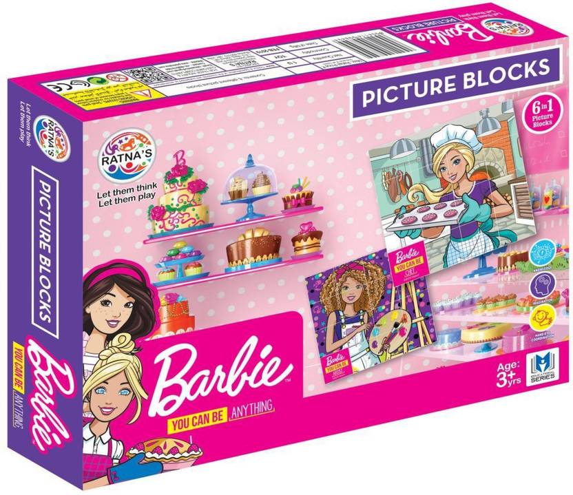 BARBIE PICTURE BLOCKS CARRIER ORIENTED 6 IN 1 PLASTIC LEARNING BLOCKS