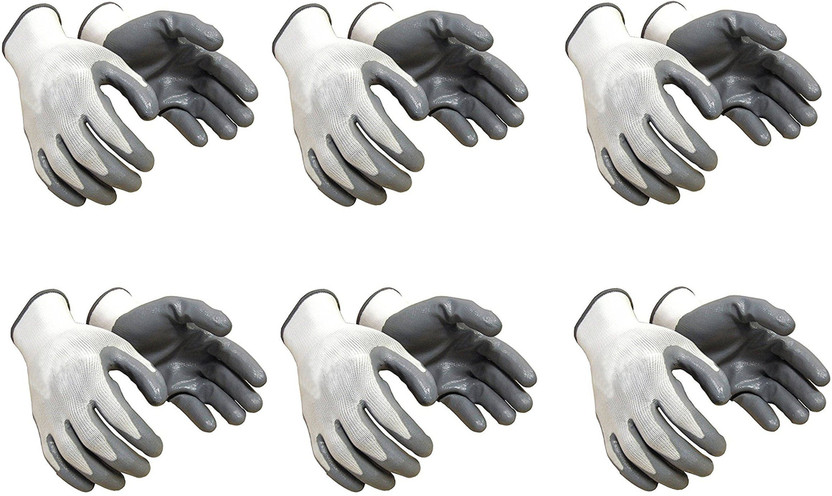 Yiking Anti Cut Hand Gloves pvc cotted 6 pair Nylon  Safety Gloves(Pack of 6)