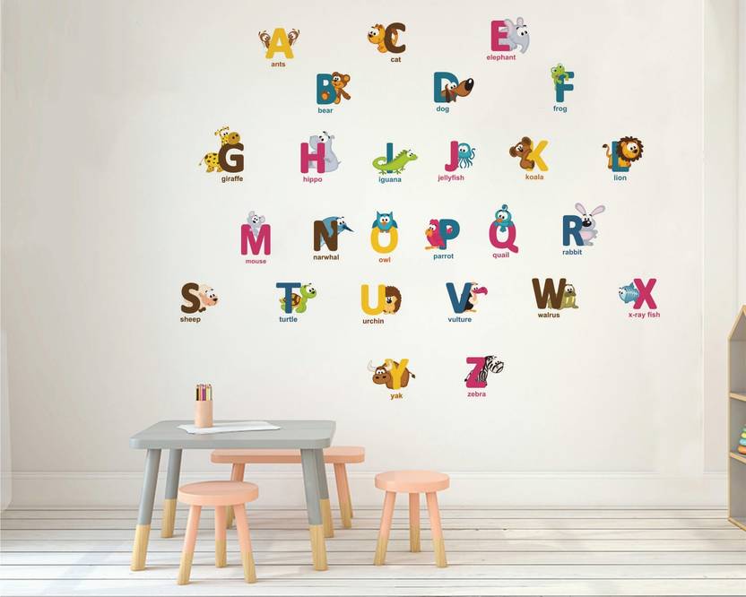 Flipkart SmartBuy Wall Decals ' Alphabet Letters with Baby Animals