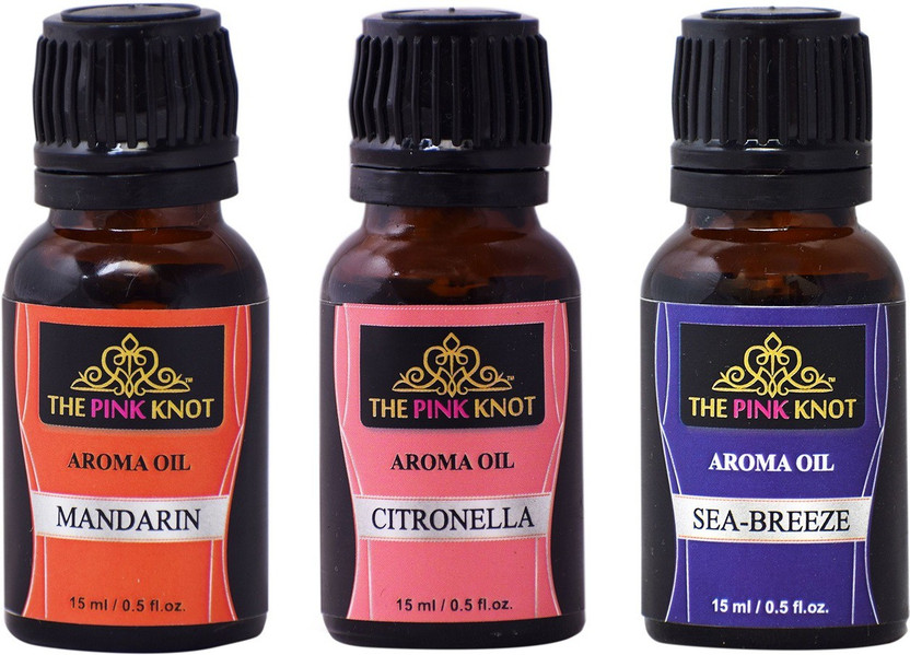 THE PINK KNOT Mandarin , Citronella & Sea Breeze set of three aromatic fragrant diffuser oil (15ml each) Aroma Oil Mandarin , Citronella & Sea Breeze set of three aromatic fragrant diffuser oil(3 x 15 ml)