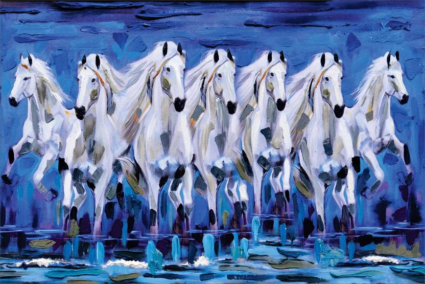 Seven Running Horses Painting Reprints Vastu 7 Horses Posters Paper