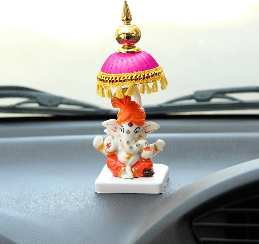 eCraftIndia Lord Ganesha Idol with Chatri for Car Dashboard Decorative