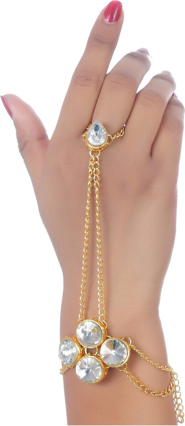Buy StillCool Rhinestone Crystal Hand Chain Bracelet with Ring Attached Bangle  Jewelry Slave Chain Link Finger Ring Bracelet Online at Low Prices in India  - Amazon.in