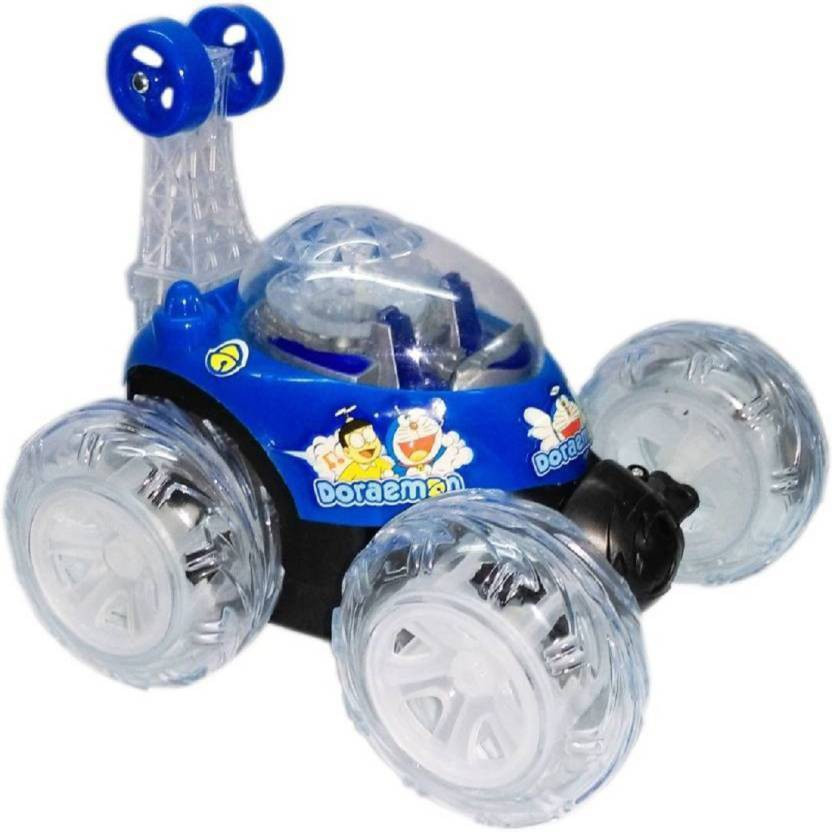 GLOBAL Rechargeable Lightning Wheels 360 Degree Rotation Stunt Car - Music and Lights (Blue)(Blue)