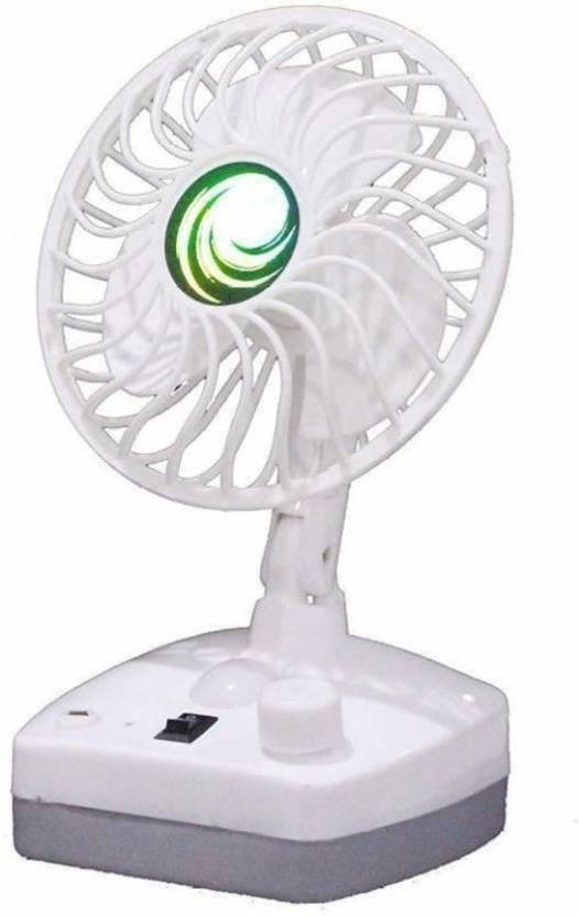 IPURE USB High Speed Rechargeable Table Fan with LED Light 200 mm 3