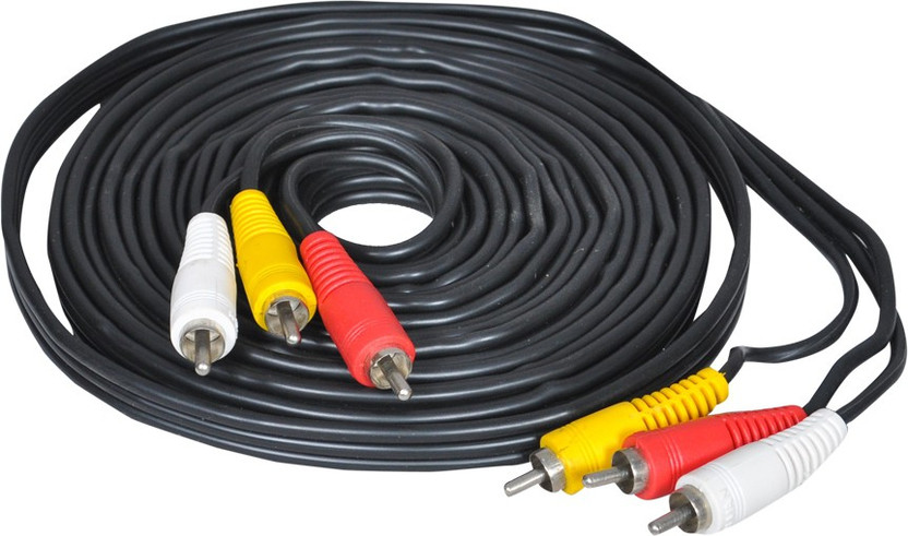 Crystonics  TV-out Cable 5 Meter 3RCA Male To 3RCA Male Audio Video Cable(Black, For TV, 5 m)