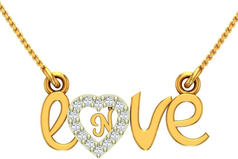 Kanak Jewels Love Pendant Letter N Letter Gold Plated Valentine Latest American Diamond For Women Girls Girlfriend Men Boys Couples Lovers Design Alphabet Cubic Zirconia Brass Chain Pendant Gold Plated Cubic Zirconia Brass