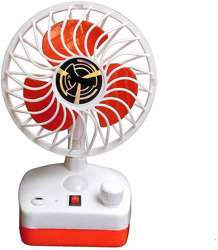 IPURE Portable Mini Rechargeable USB Table Fan with LED Light 200 mm 3