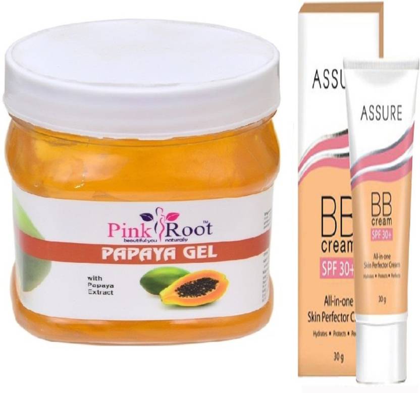 PINKROOT Papaya Gel 400gm With Assure Bb Cream Spf 30+ 30g Price in India Buy PINKROOT Papaya