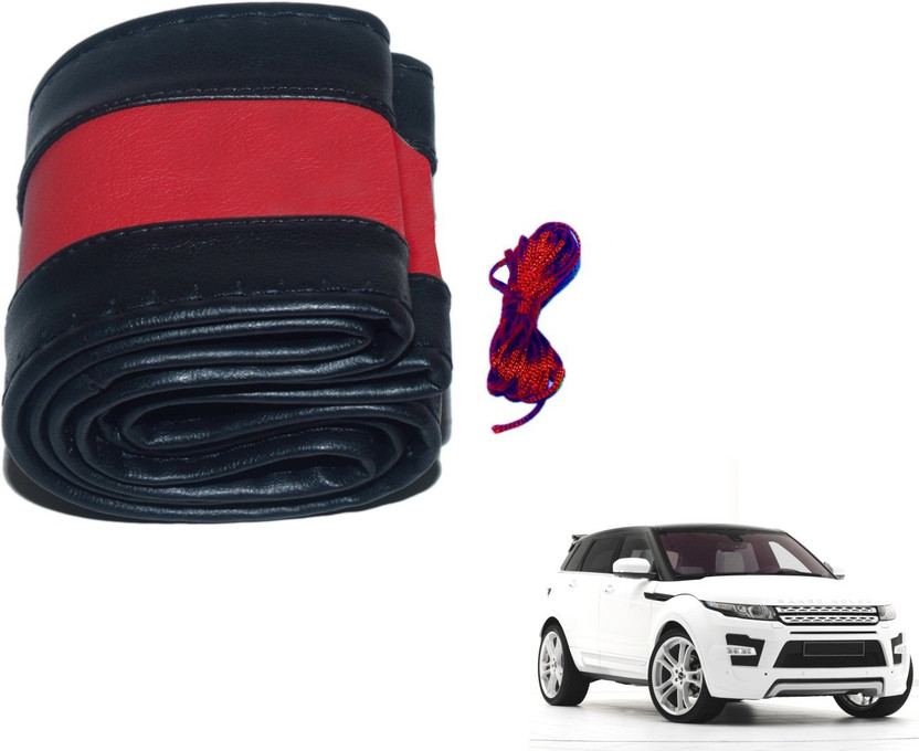 Auto Hub Hand Stiched Steering Cover For Land Rover Evoque(Black, Red, Leatherite)