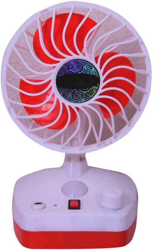 OYD High Speed Mini Rechargeable Table Fan with Inbuilt LED Light & USB