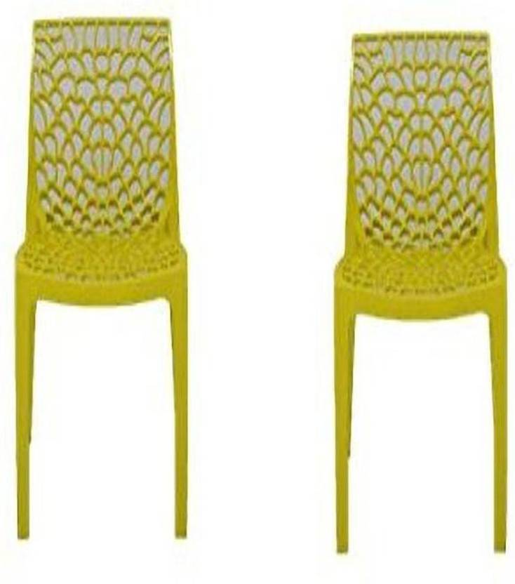 Supreme  Set of 2 Chairs, Lemon Yellow Plastic Cafeteria Chair Price