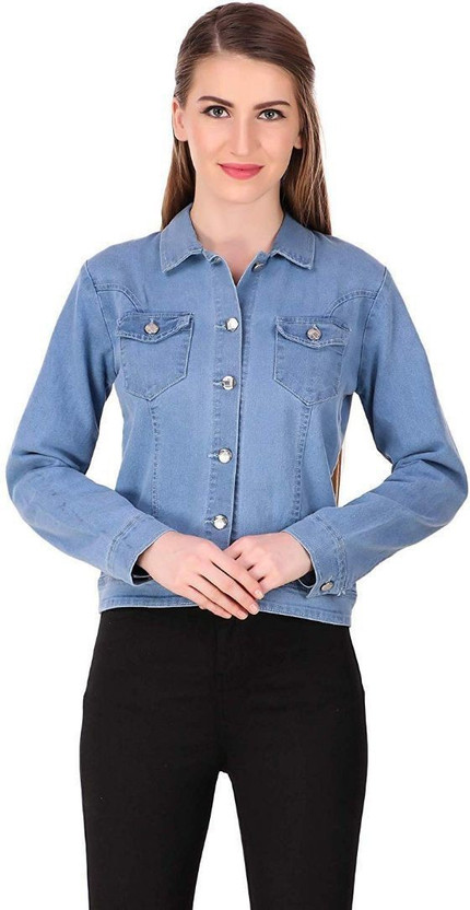 Full Sleeve Solid Women Denim Jacket 
