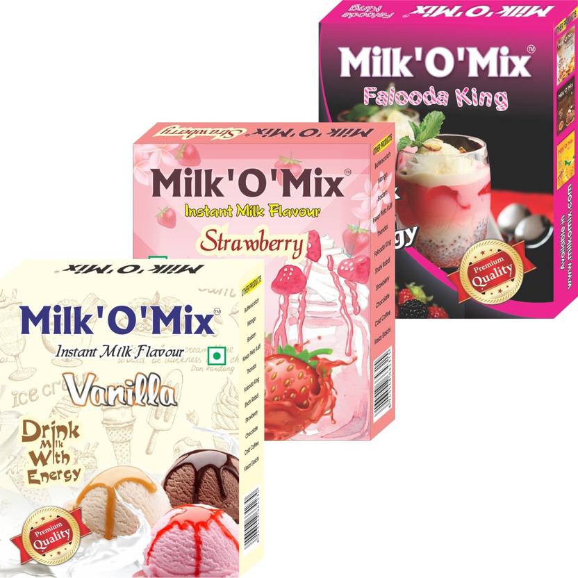 Milk'O'Mix Vanilla, Strawberry and Falooda Flavored Milk Powder Price