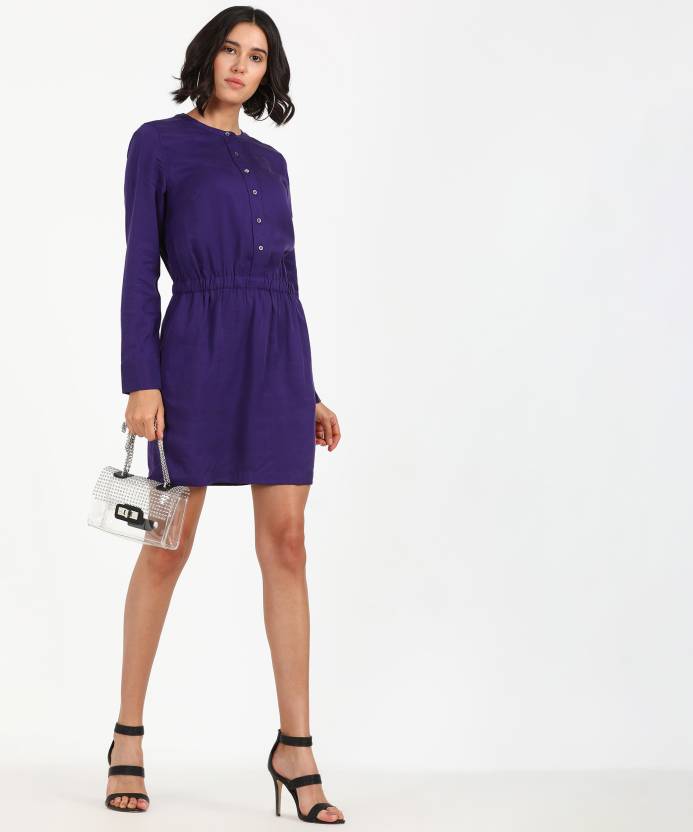 Calvin Klein Jeans Women Gathered Purple Dress - Buy Calvin Klein Jeans  Women Gathered Purple Dress Online at Best Prices in India 