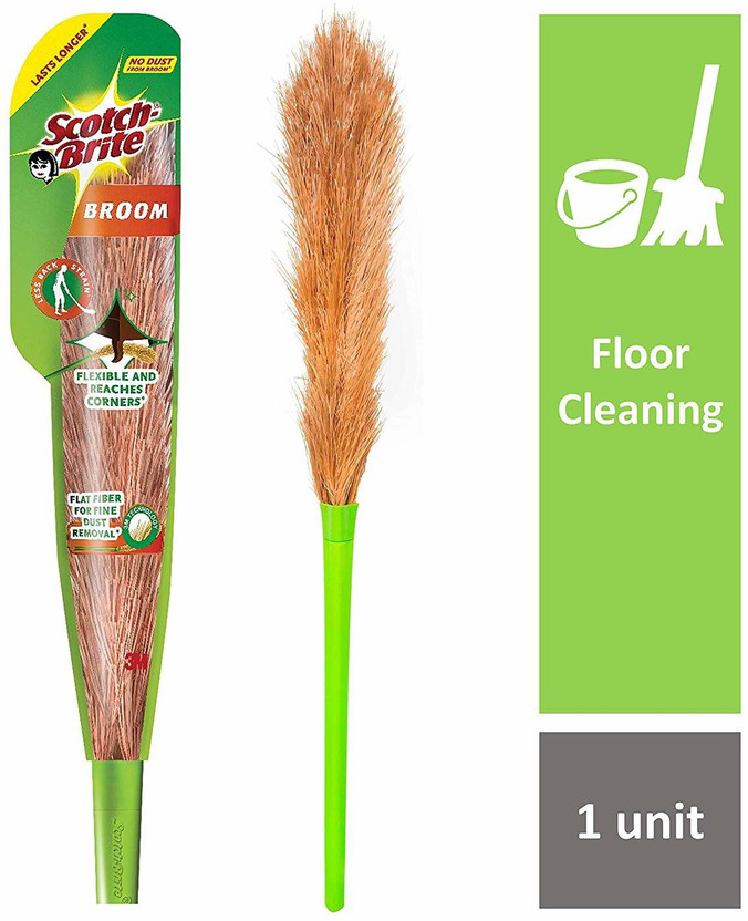 Scotch-Brite Water Resistant Fiber Dry Broom(Green, Beige)