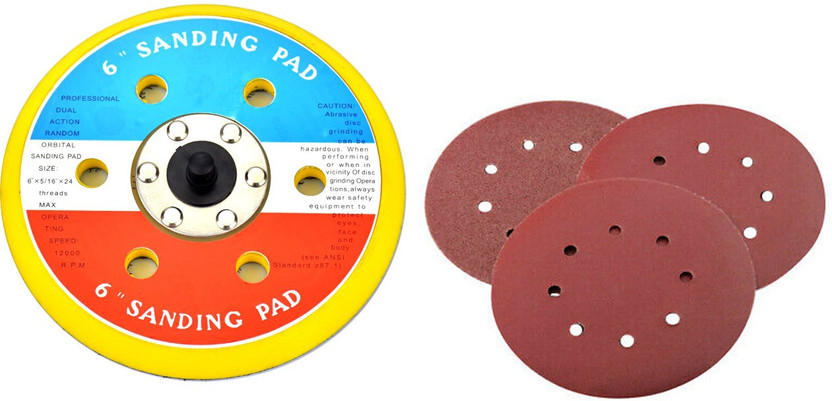 ISC 6" Inch Air Sanding Disc Pad With Emery Sandpaper Wood Polisher(6 inch)