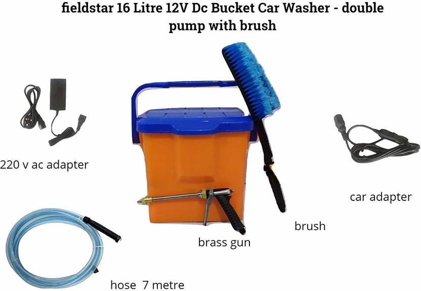 Fieldstar 16 Litre 12V Dc Bucket Car Washer Double Pump with Brush