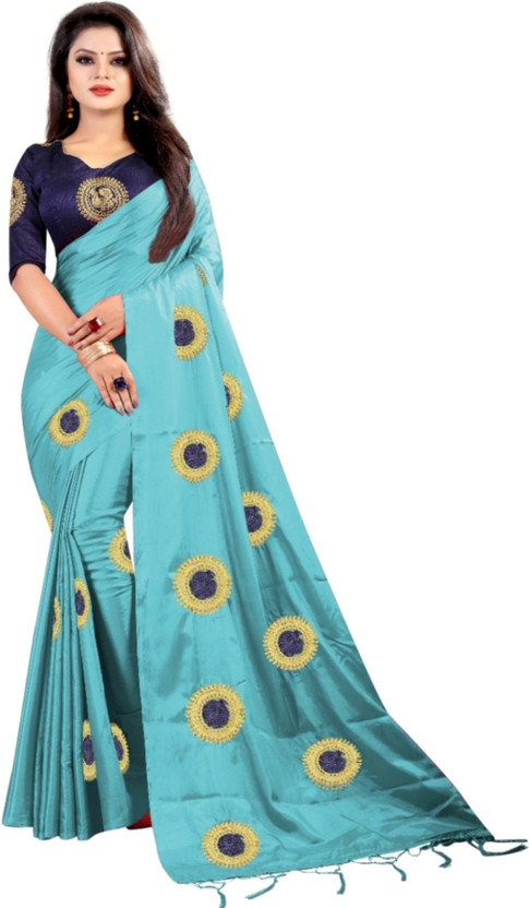 Online Bazaar Embroidered Bollywood Art Silk Saree(Green)