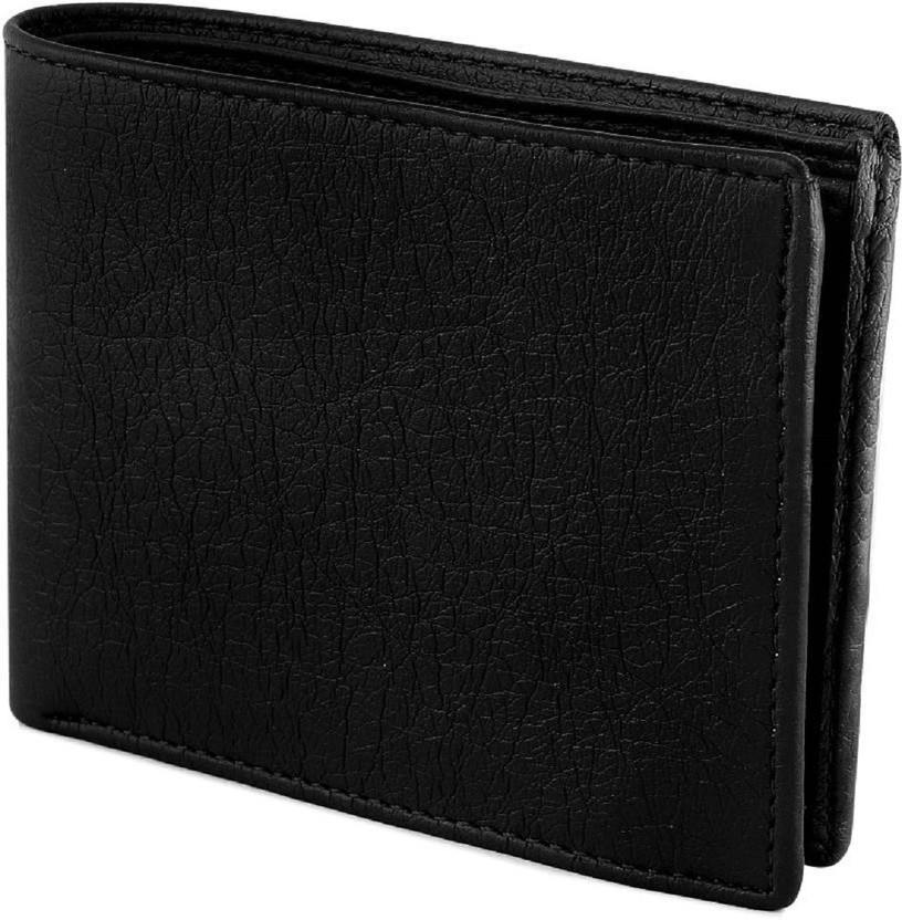 RFID Men Black Artificial Leather Wallet(9 Card Slots)