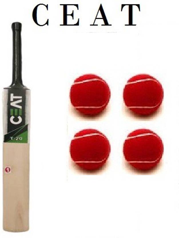 CEAT SRS NEW HILTMAN TANNIS CRICKET BAT COMBO (BAT+4 TANNIS BALL