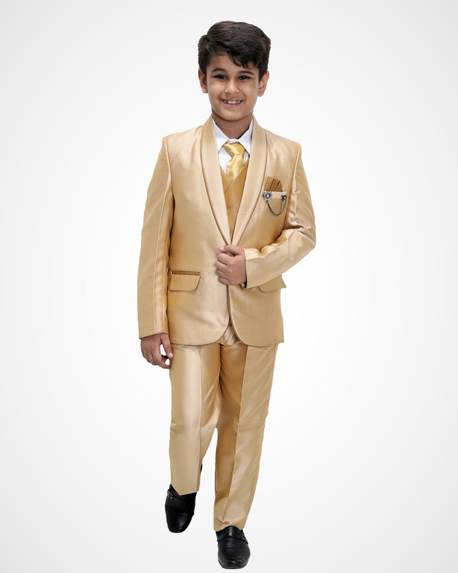 Fourfolds 5 PIECE COAT SUIT Solid Boys 