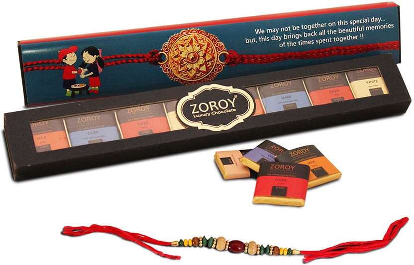 Zoroy Zoroy Luxury Chocolate Rakhi Gift Thins collection 8 Pcs belgian chocolates with Rakhi Combo(130 gm) - Flipkart Deal