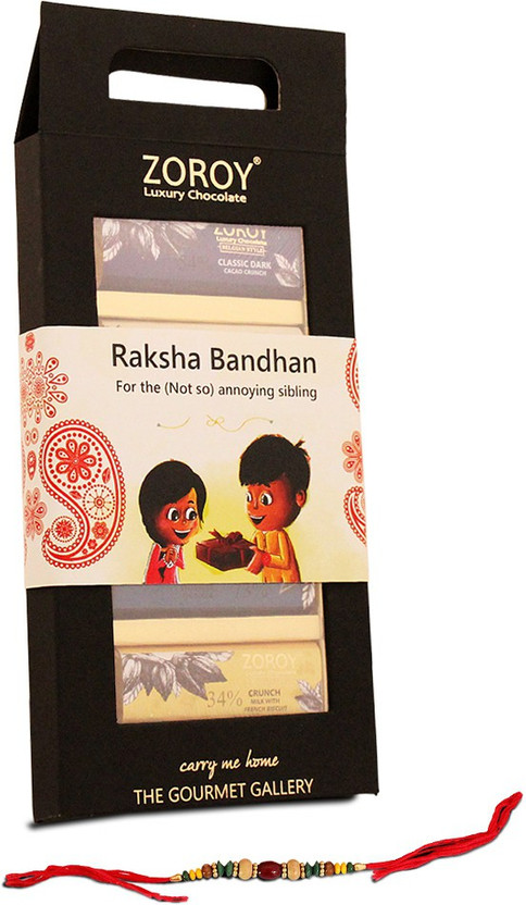 Zoroy Zoroy Luxury Chocolate Rakhi Gift The gourmet collection 5 Pcs belgian chocolate bar with Rakhi Combo(125) - Flipkart Deal