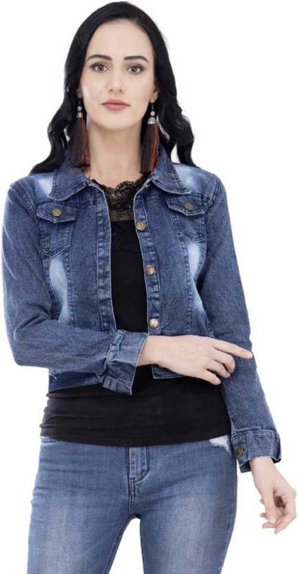 Full Sleeve Washed Women Denim Jacket 