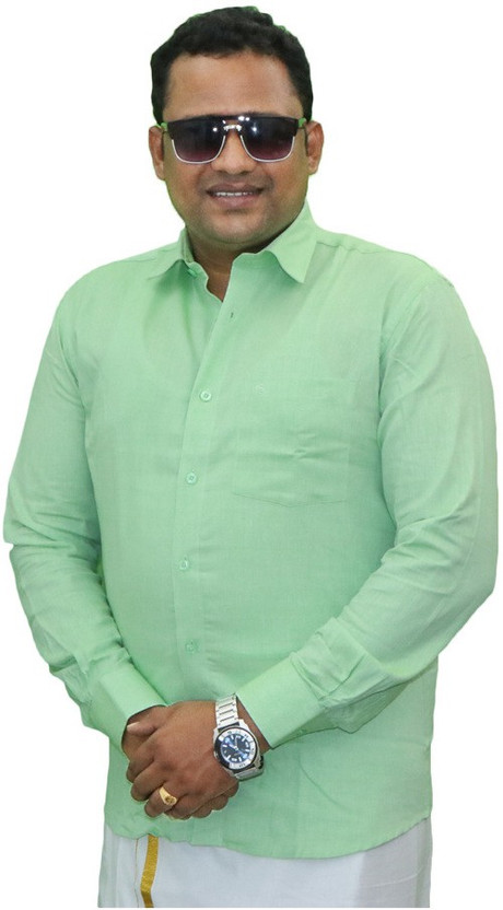 Maha arjun men solid formal green shirt clearance