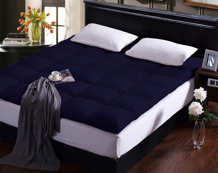 AVI King Size Fitted Cotton Breathable, Stretchable Mattress Cover(198.12 cm x 182.88 cm, Blue)