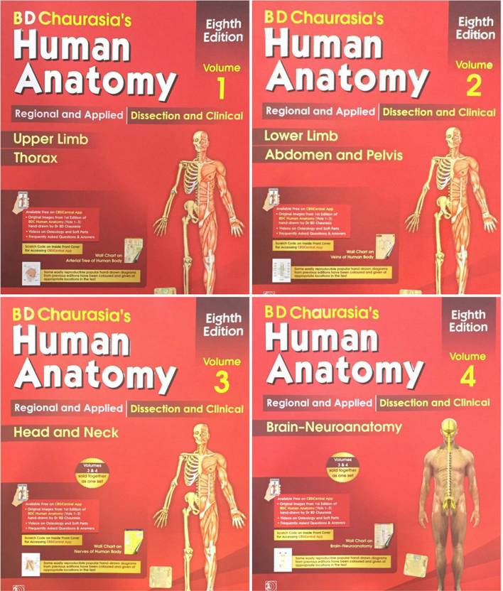 Human Anatomy By B D Chaurasia's 8th Edition(Set Of 4 Books) Vol1,2,3