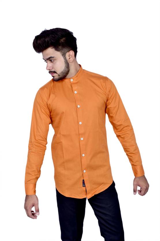 BS FASHION Men Solid Casual Orange Shirt - Buy BS FASHION Men Solid Casual Orange  Shirt Online at Best Prices in India 
