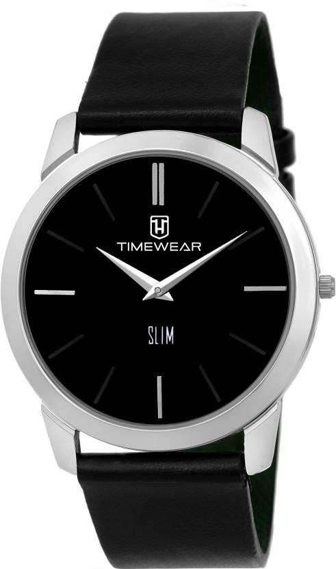 TIMEWEAR 175BDCCSTG-1 TIMEWEAR Slim Series Two Hands Black Leather ...