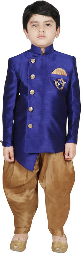 SGYUVRAJ Boys Festive & Party, Wedding Sherwani and Churidar Set(Blue Pack of 1)
