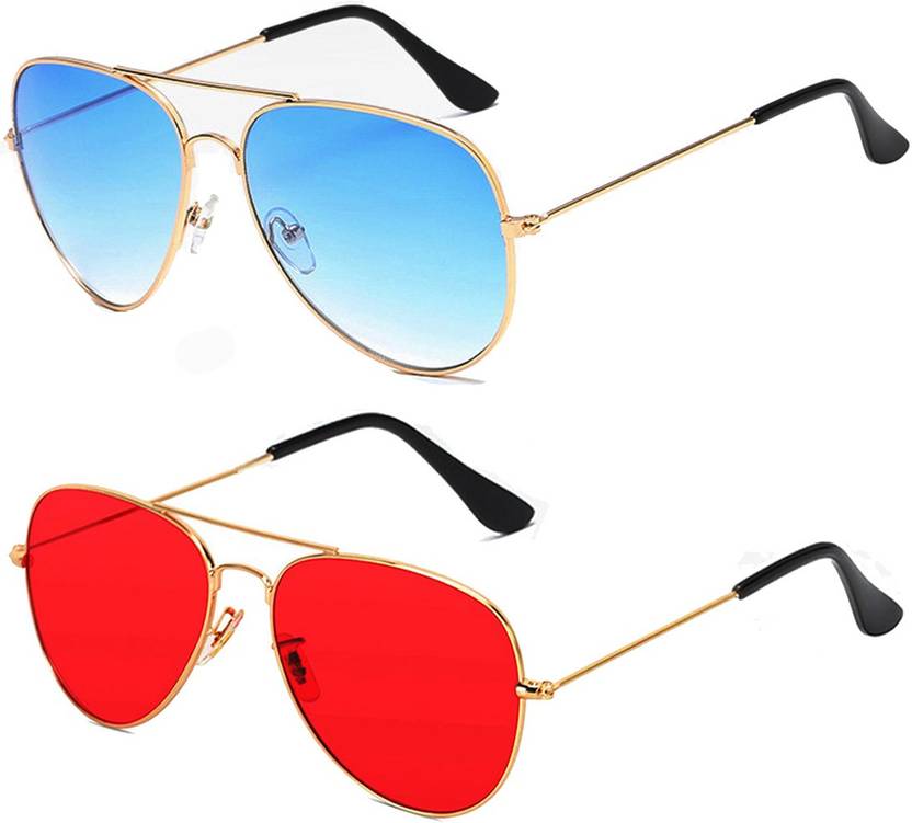 SRPM UV Protection Aviator Sunglasses (56)  (For Men & Women, Red, Blue)